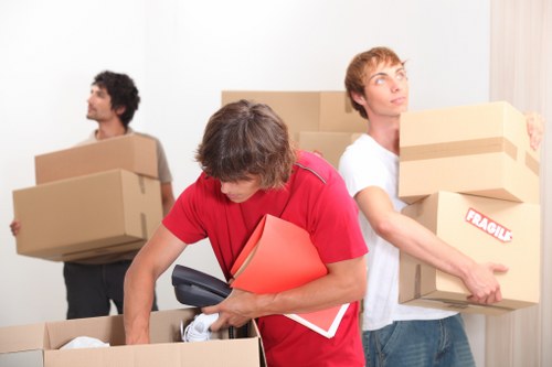 Boxes and belongings stored in Finchley self storage unit