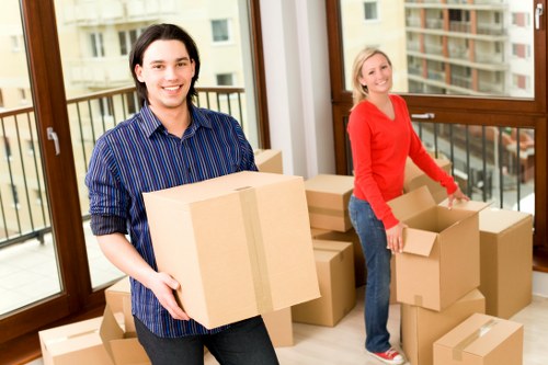 Prepared moving boxes and furniture ready for collection in Finchley